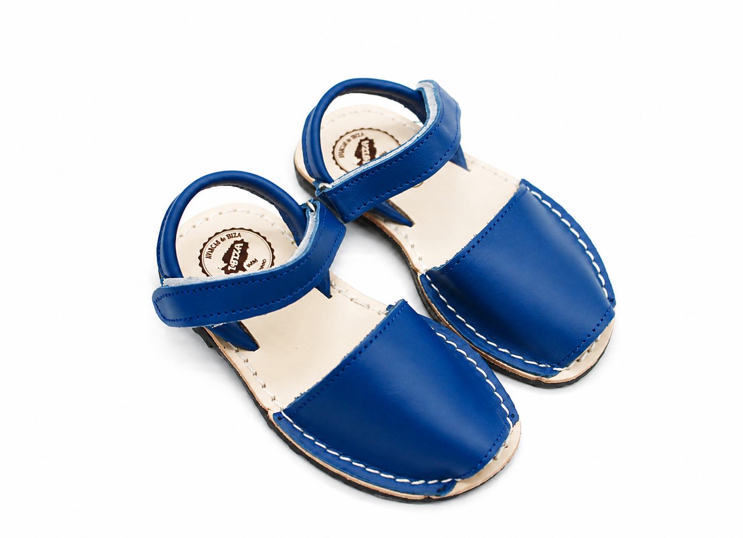 Avarca infantil napa azul vista lateral