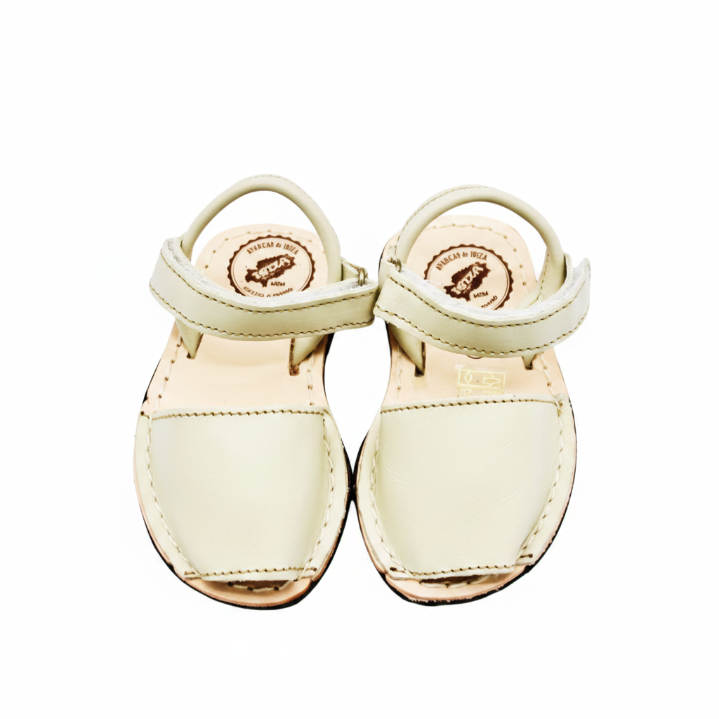 Avarca infantil napa crema vista superior